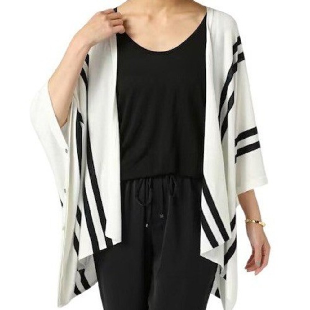 Talbots Black and White Striped Sweater Shawl One Size
